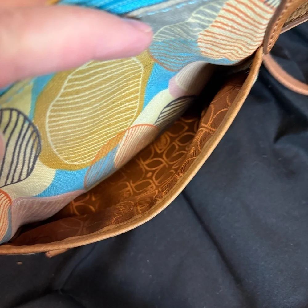 Fossil Colorful Geometric Print Canvas & Leather Crossbody Bag